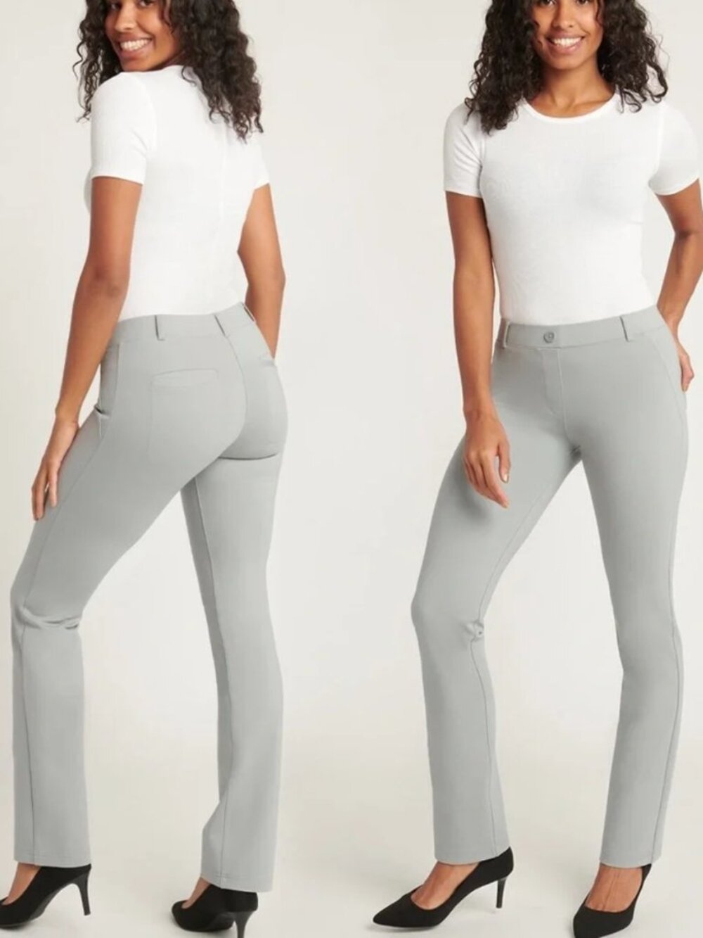 New Betabrand Polar Gray Straight Two Pocket Dress Pant Yoga Pants Medium